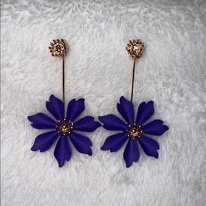 Elegant Purple Floral Drop Earrings